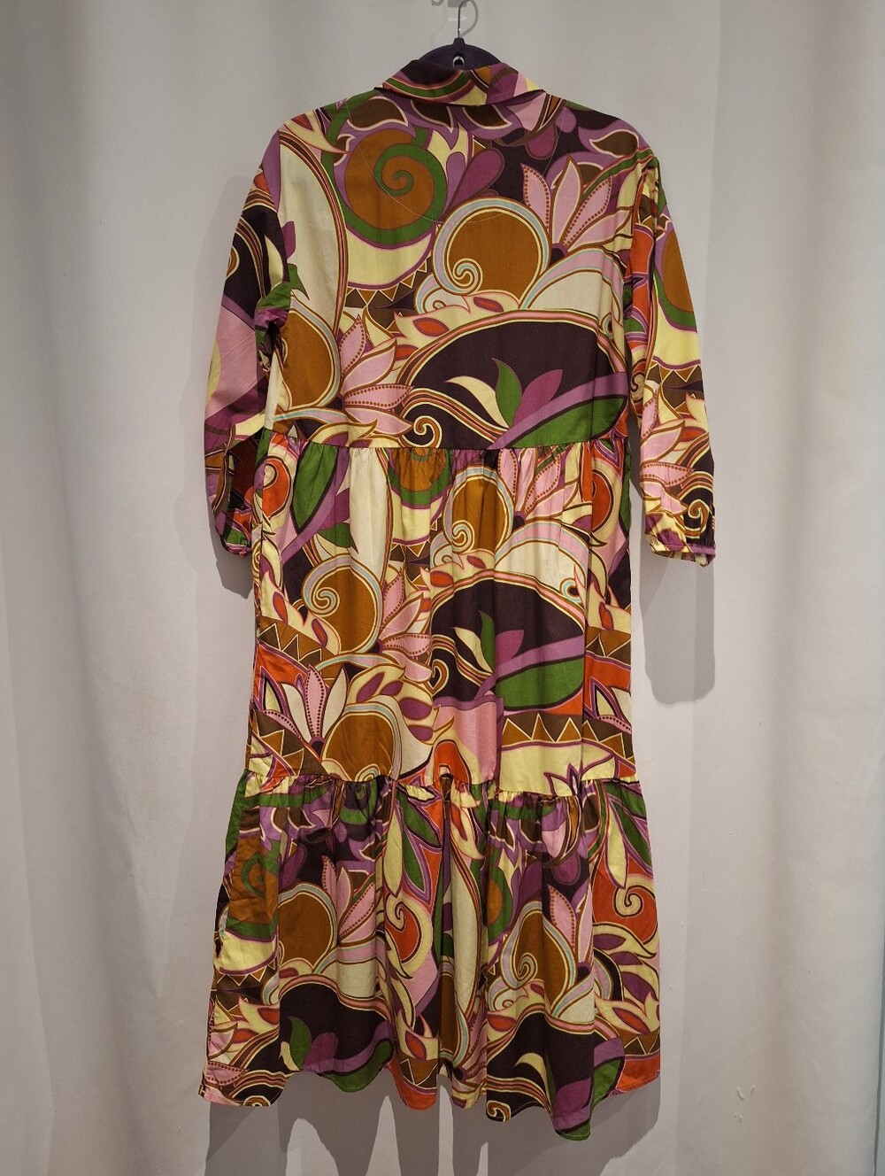 Maeve Anthropologie Tiered Bettina Midi Colorful Shirt  Dress - Picture 8 of 12